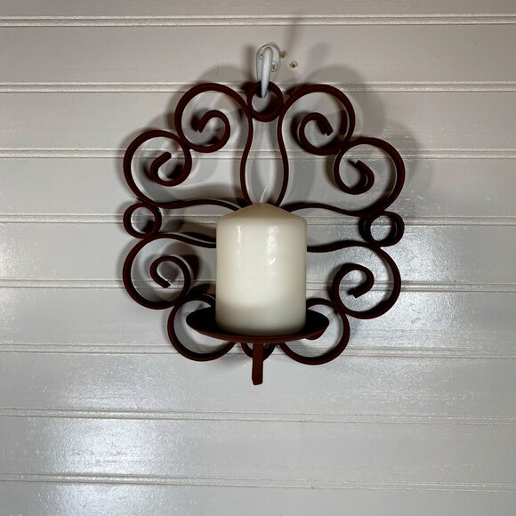 2 Decorative Metal Wall  Sconces,  2 Wall Hung Rustic candle holders - Picture 1 of 5